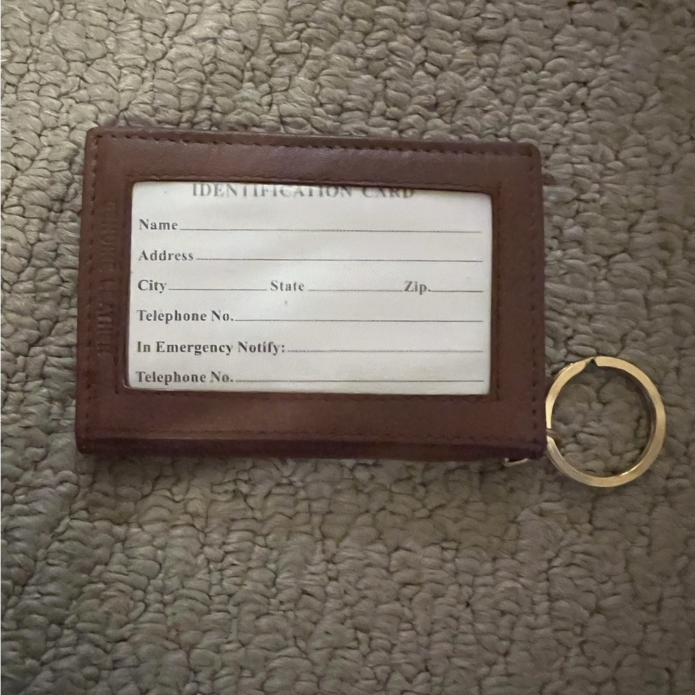 Brown Leather ID Card Holder with Keyring kappa kappa gamma